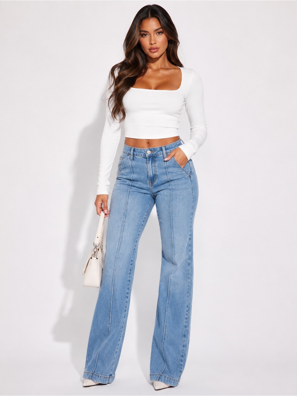 NWT Fashion Nova Stretch Flare Jeans - Medium Wash